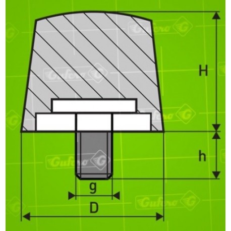 Silentblok FD - D25 - H17 - M6/40mm