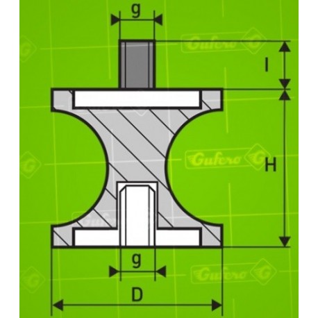 Silentblok TPB - D25-d20-H20 - M6/10mm x M6