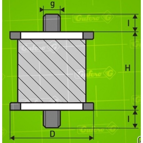 Silentblok SPA - D40-d35-H28 - M10/20mm